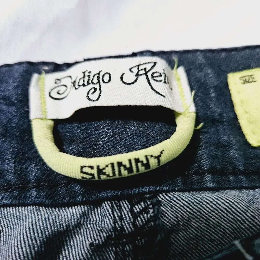 Indigo Rein Womens Skinny Jeans Blue Size 5 Cotton Blend Button Zip Stretch
